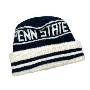 Vintage Penn State Nittany Lions Cuffed Beanie Spellout Stripes- Stretchy